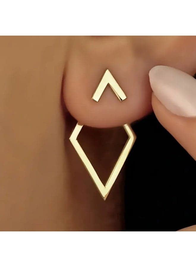 Minimalist Geometric Triangle Drop Earrings for Women – Elegant Golden Iron Studs, Modern Chic Design for Everyday and Party Wear