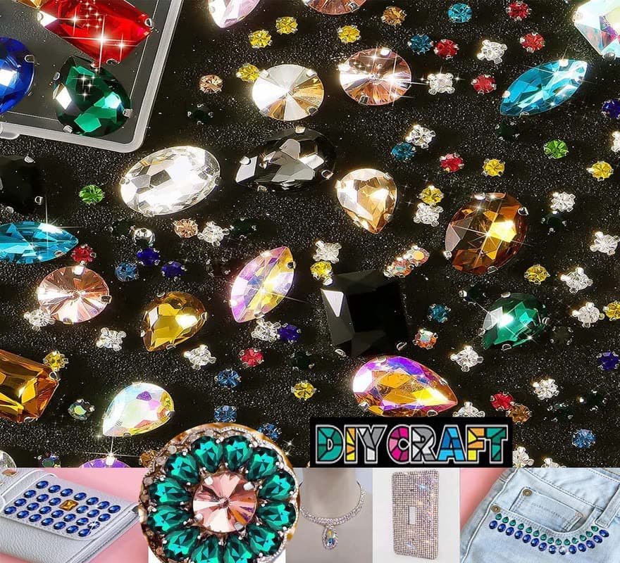 DIY Crafts Sew On Rhinestones, Mixed Shapes Brass Large Sew On Glass Stones Sewing Claw Rhinestone for Craft, Clothes, Garments, Dress, Earring, Belt, Shoes (10 Pcs, Golden Champagne)