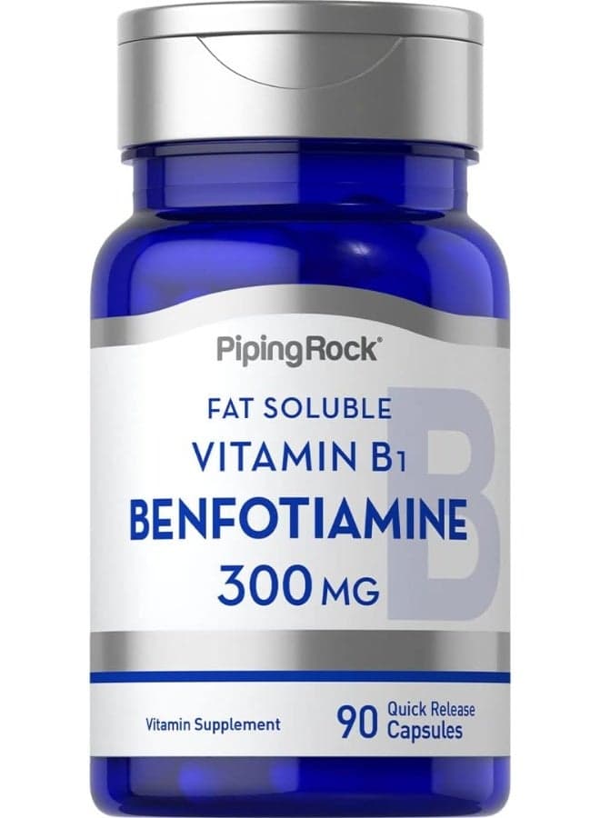 Piping Rock Benfotiamine 300mg | 90 Capsules | Fat Soluble Vitamin B1 | Non-GMO, Gluten Free Supplement