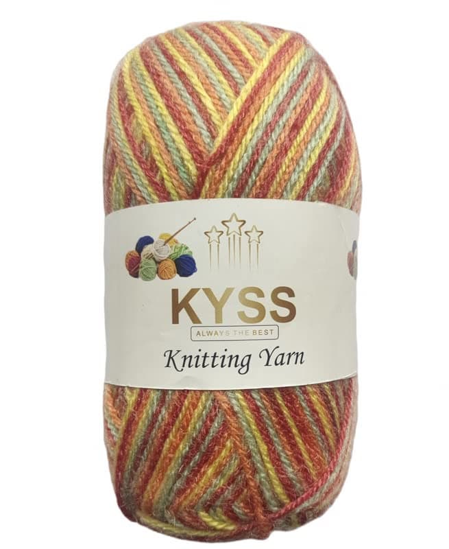 KYSS James Knitting Yarn Woolred Yellow Mix Ball 300 gm 1ball 100 gram Best Used with Crochet Needles Dyed Shade no19