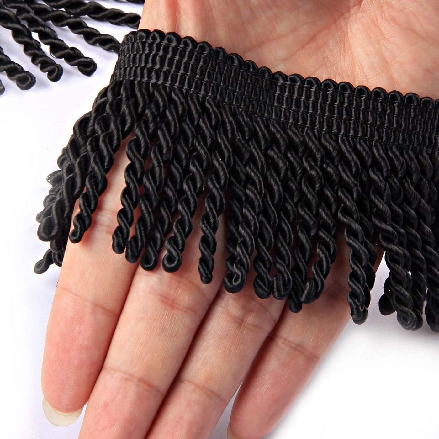 HedongHexi Curtain Fringes Bullion Fringe Trim 510 Yard x 25 Inches Fabric Trims Sewing DIY Decoration for Curtain Sofa Clothes black 5yard