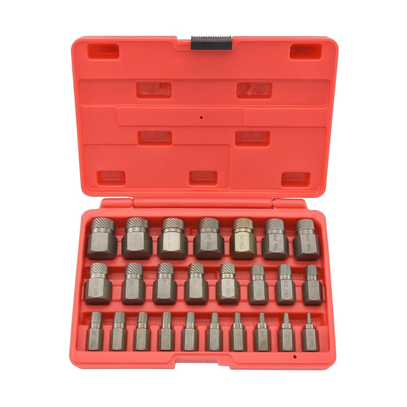 NEIKO 04204A HexHead Multispline Screw and Bolt Extractor Set EasyOut Screw Extraction Broken Bolt Remover Stripped Fastener Tool 18 Inch to 78 Inch in 132Inch Increments CrMo 25 Pieces