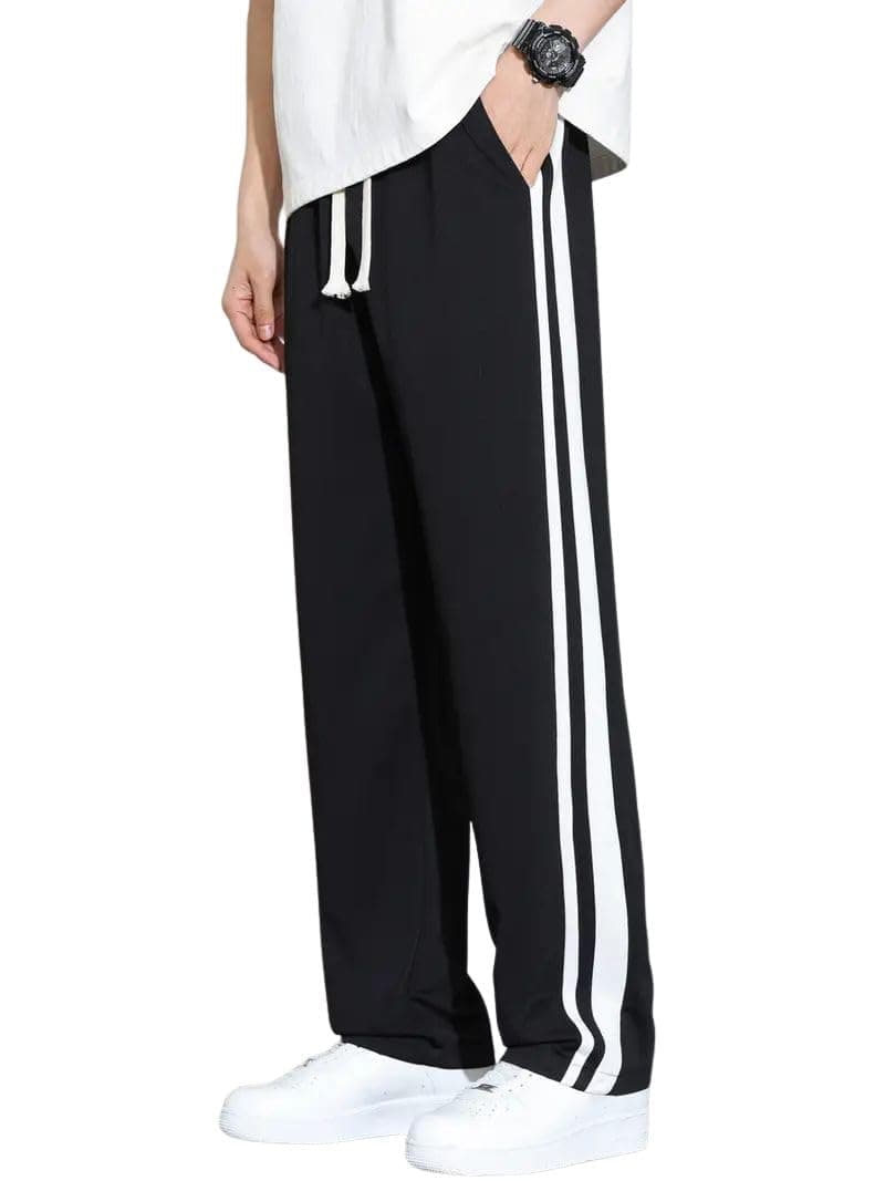 Samfor Men’s Polycotton Track Pants with Stylish White Side Stripes|Comfortable Joggers for Men|Casual Sportswear Bottom Wear|Gym, Workout, Exercise, Walking, Running, Sports, Yoga, Dance, Travel