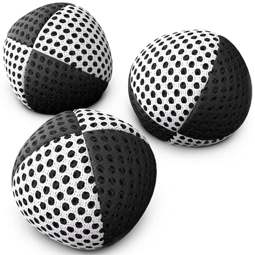 speevers Juggling Balls for Beginners and Professionals Set of 3 14 Colors Available 2 Layers of Net and Carry Case Xballs Juggling Balls Black White 32 oz