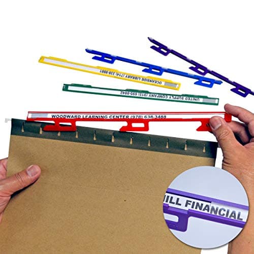 Ultimate Office MagniFile Insertable Hanging File Folder Tabs. Indexes That Double The Size of Your File Titles to Find Files Fast! (Set of 10), Assorted