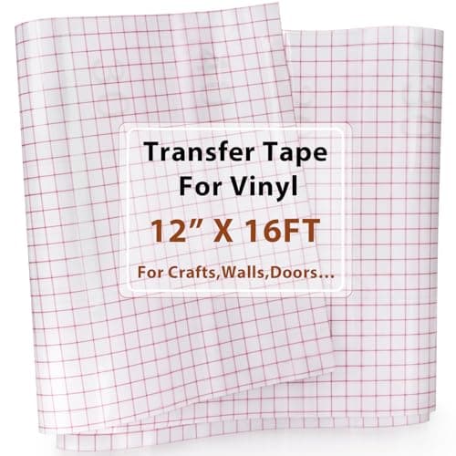 Transfer Tape for Vinyl 12 in X 164 Ft Clear Vinyl Transfer Paper Roll with Red Alignment Grid for CraftsDecalsWallsDoorsWindows