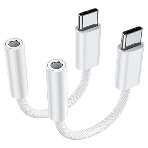 JXMOX USB Type C to 3.5mm Female Headphone Jack Adapter (2-Pack), USB C to Aux Audio Dongle Cable Cord for iPhone 17 Air 16 15 Pro Max, Samsung Galaxy S23 S24 S25 Ultra, iPad Pro, MacBook, Pixel 9 8