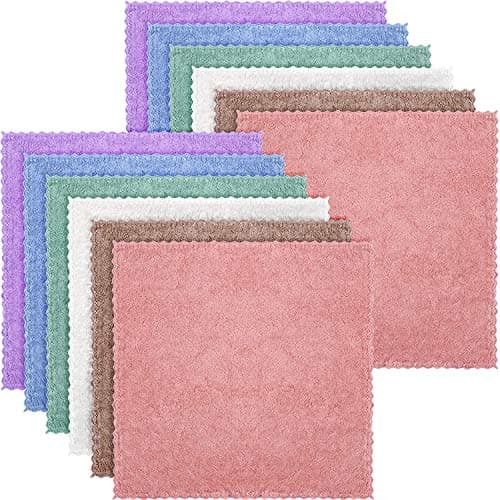 Syhood 12 Pcs Face Wash Cloth 10 x 10 Inch Makeup Remover Cloths Microfiber Facial Wash Towel Coral Velvet Reusable Soft Cleansing Towel Pink Green Brown Purple Blue Beige