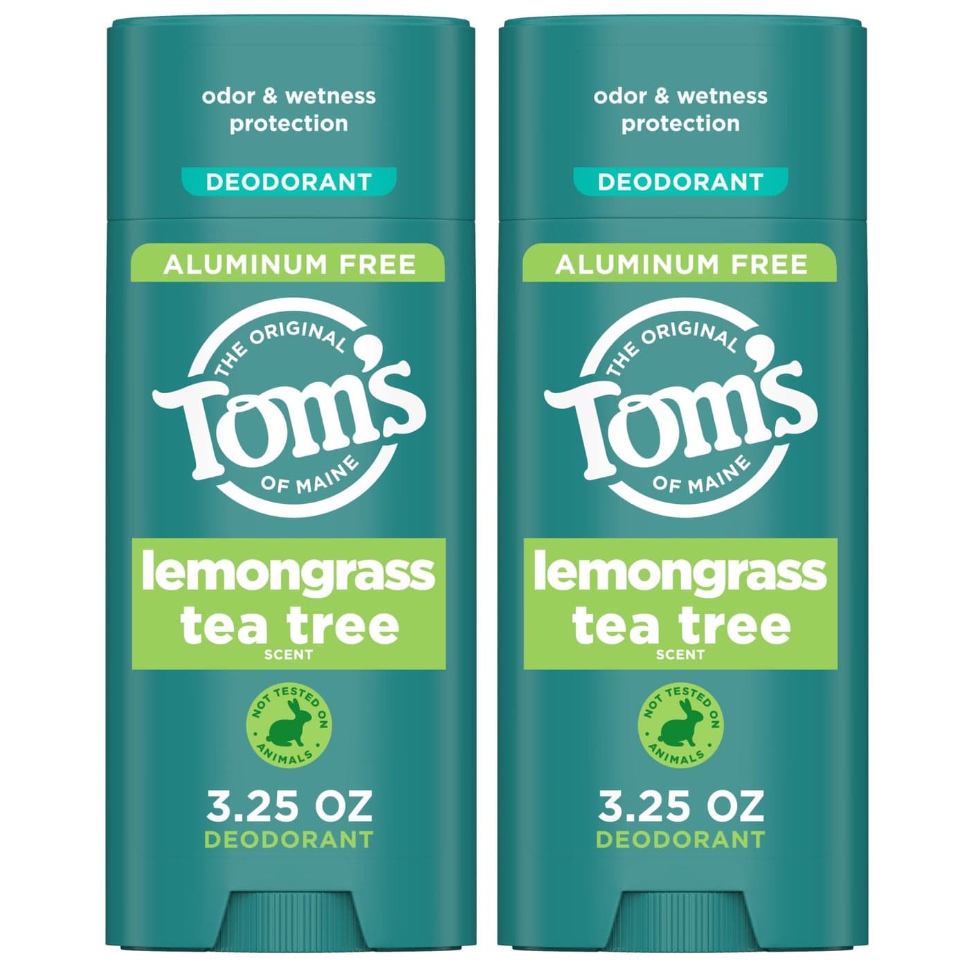 Toms of Maine Lemongrass Tea Tree Aluminum Free Natural Deodorant For Women Men Goes on Clear Odor Wetness Protection Naturally Derived and MoistureLocking Ingredients 325 oz 2 Pack