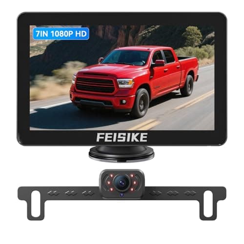 Backup Camera with IR Night Vision, 7 Inch 1080P HD Wired Rear View Camera, Plug-Play, DIY Guide Lines, 150° Wide Angle, Back up Camera Systems for Truck Cars Pickups SUV Van