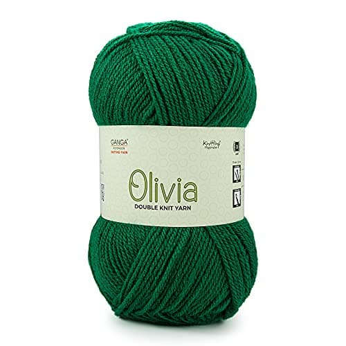Ganga Acrowools Olivia, Double Knit Yarn. Hand Knitting And Crochet Yarn. Oekotex Class 1 Certified. Pack Of 2 Balls - 100Gms Each. Shade No - Olv017, Green