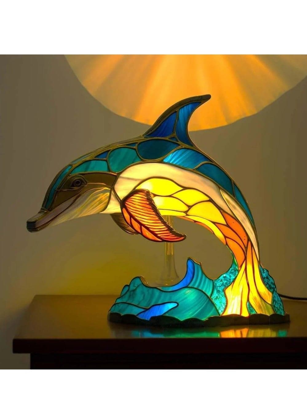 15cm Animal Table Lamp Colorful Acrylic Night Light Creative Style Desktop Ornaments Table Lamp Retro Table Lamp Holiday Gift 2024 New(Dolphin)