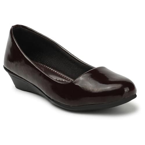 Ladies Hub Casual Latest Collection Comfortable Women's Slip-on Casual Bellies & Ballerina Stylish Solid Wedge Heels Shoes for Women & Girls (Brown, 7)