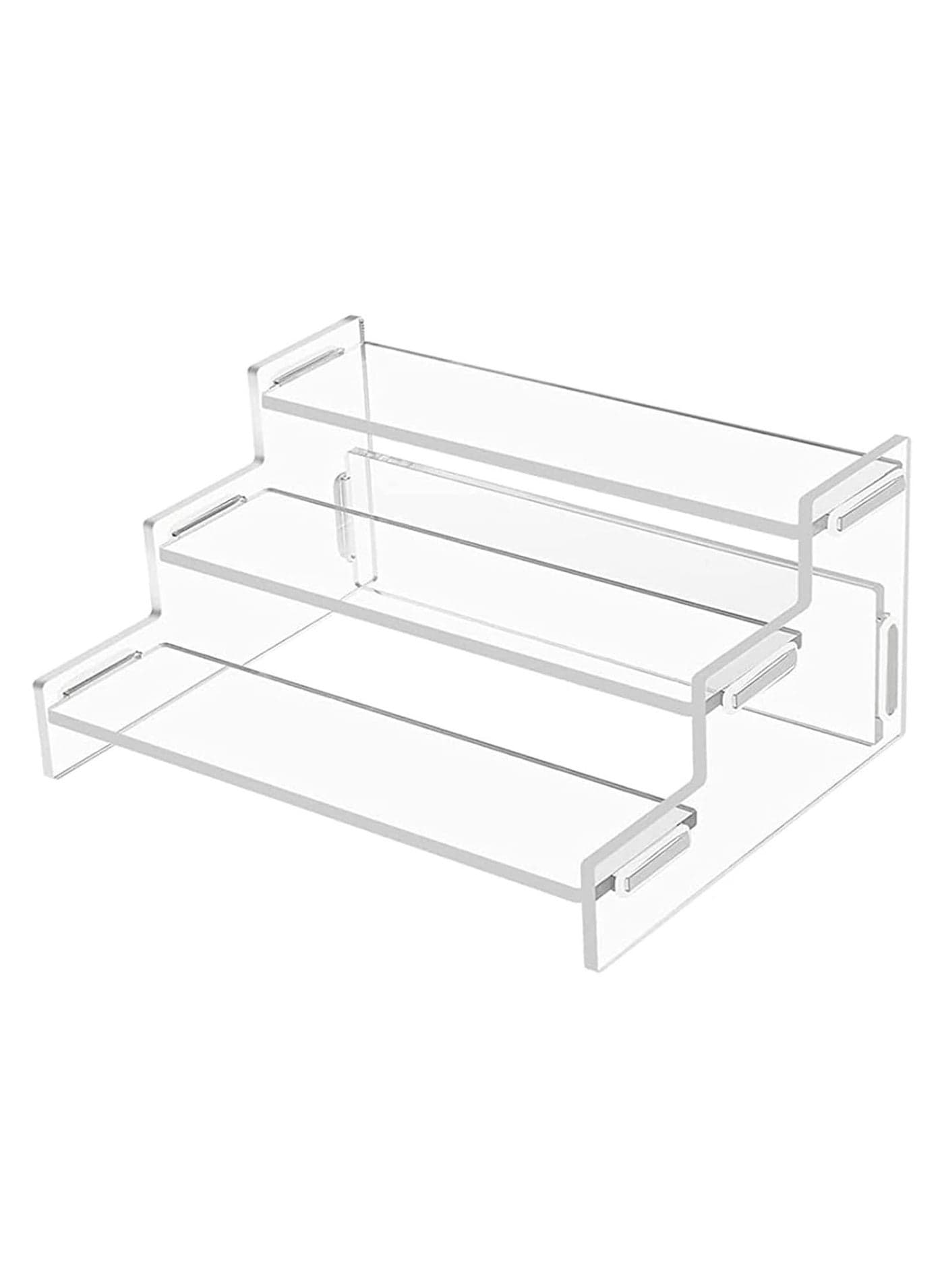 Acrylic Display Riser Step Stand, 3 Tiers Clear Display Riser Perfume Organizer, Spice Rack, Display Shelves, Display Stand for Funko POPs, Collectibles, Toys, Action Figures, Perfume, Dessert