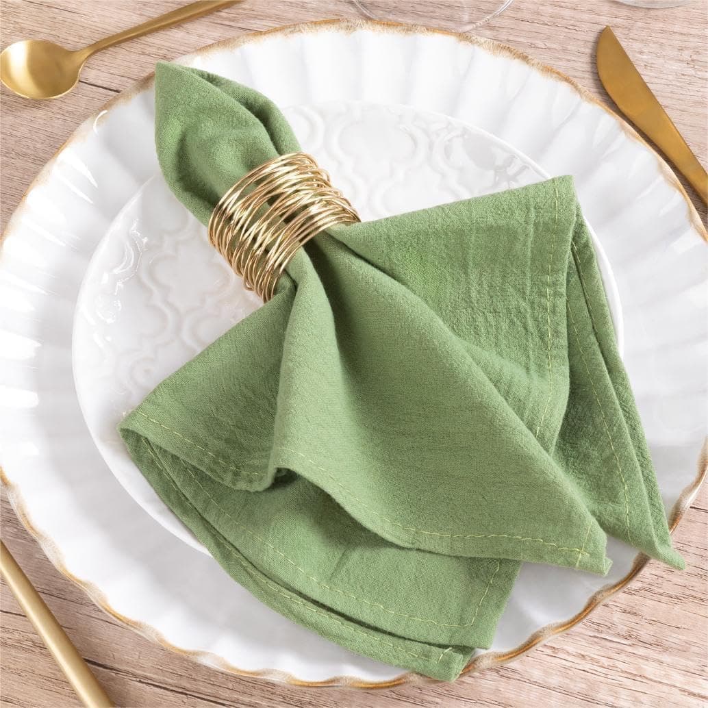 MLMW Sage Green Cloth Napkins Set of 6 Linen Dinner Table Napkins Cloth Bulk Washable Cotton Napkins 1616 for Holiday Wedding Baby Bridal Shower Birthday Garden Party