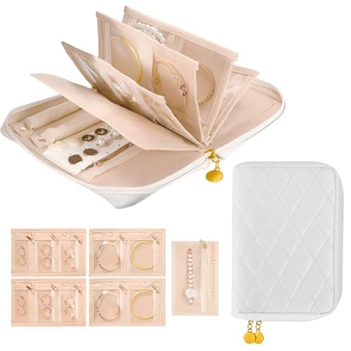 KPWEPK Travel Jewelry Case Organizer for Women, Jewelry Storage Book with Small Pouch, Travel Jewelry Bag Case for Traveling Necklace, Earrings, Rings, Bracelet Organizer