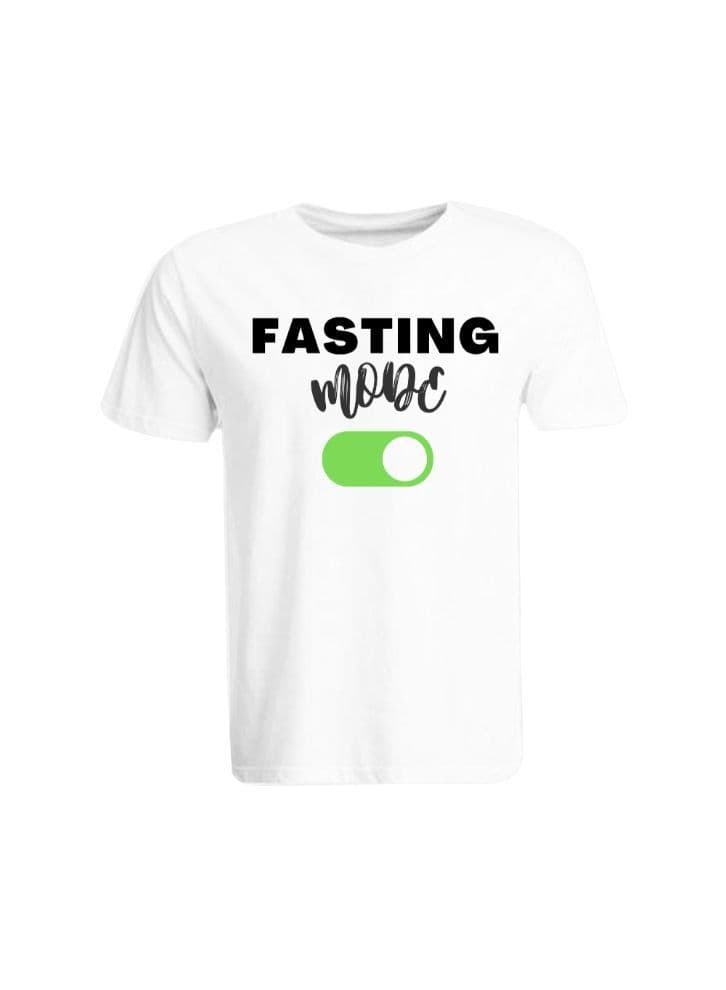 Ramadan Printed White Tshirt-Fasting Mode On-Cotton-XL-Unisex Round Neck Tshirt-190 GSM