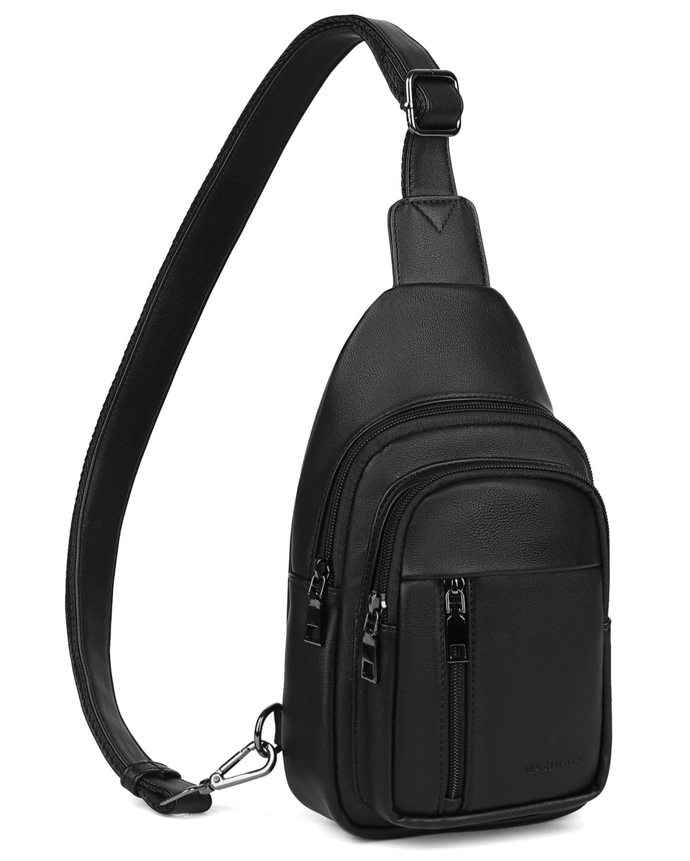 MASINTOR Sling Bag for Women - Crossbody Bags Fanny Pack with Vegan Leather - Adjustable Sling Backack for Travel Pure Black