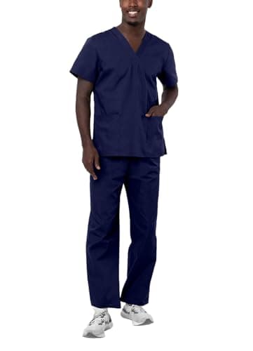 Adar Uniforms, Universal Unisex Scrubs - Unisex Drawstring Scrub Set - 701 - Navy - M