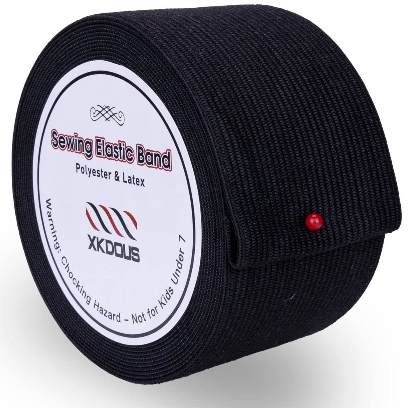 XKDOUS Elastic Band for Sewing 2 Inch 7 Yards Black Knit Elastic Bands for Sewing Waistband Clothes and Pants Waist High Elasticity