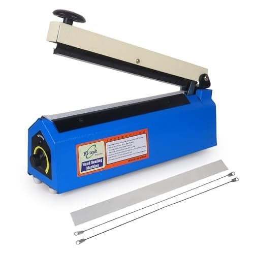 Hi-Tech Impulse 10 Inch-250 MM Sealing Machine for Plastic, Pouch, Poly Bag and Food Packets Sealing Machine with Extra Strip |1-Year Warranty | Home and Business Use | Full Customer Support– Blue