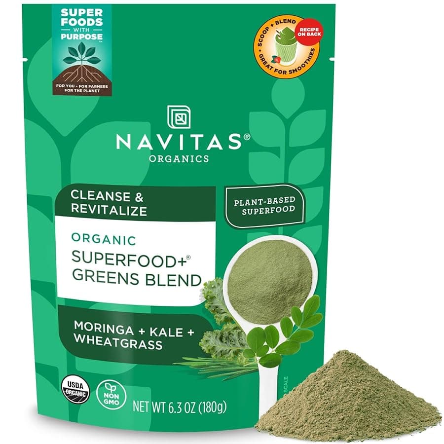 Navitas OrganicsSuperfood Greens Blend for Detox Support Moringa Kale Wheatgrass 63oz Bag 30 Servings Organic NonGMO Vegan GlutenFree Keto Paleo
