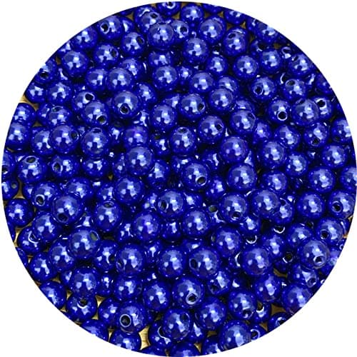 Pearl Beads 300 Pcs Craft Pearls 8mm Round Spacer Beads for Earring Bracelet Necklace Key Chains Jewelry DIY Craft Making Decoration and Vase Filler 8mm Royal Blue