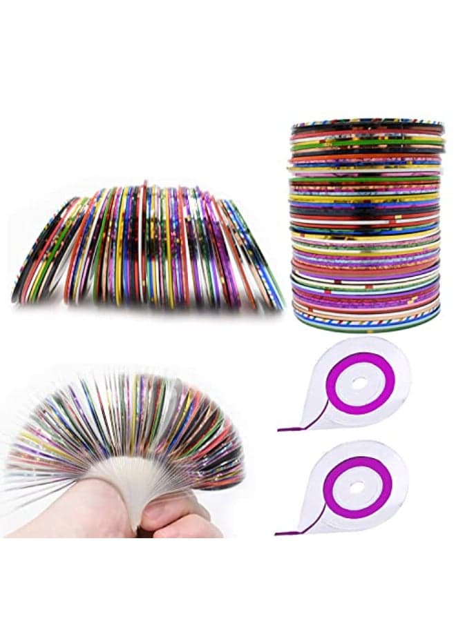 MYUBWTF 60 Colors Nail Striping Tape Line 2 Pieces Nail Tape Dispensers Free Tape Roller Dispenser Striping Tape Line Nail Art Decoration Stickers Nail Art Decoration Sticker DIY Nail Tip