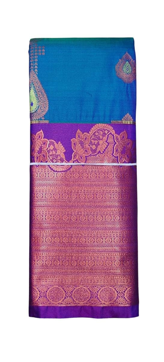 VFCollections Women's Kanchipuram Silk Pure Pattu Sarees With Blouse (VFC554-2)