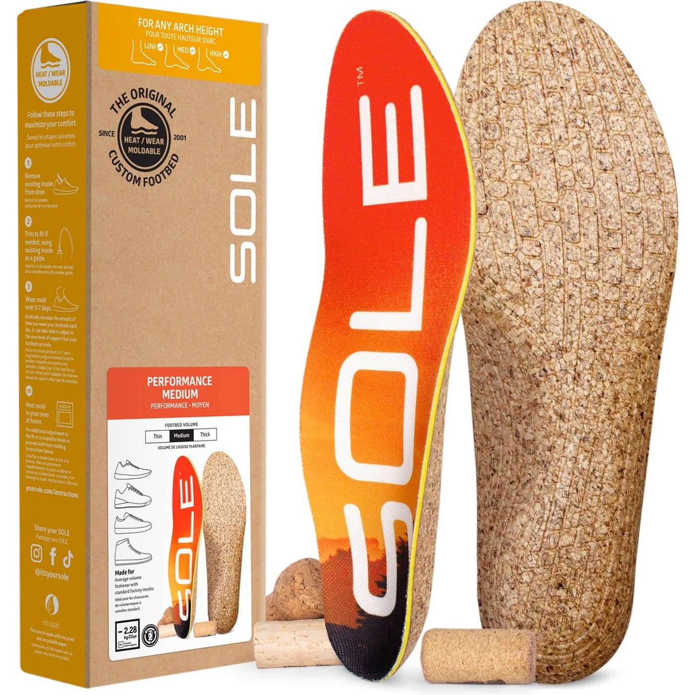 Performance Medium Shoe Insoles Orthotic Arch Support Inserts for Plantar Fasciitis Relief and Comfort Mens Size 11Womens Size 13 1 Pair