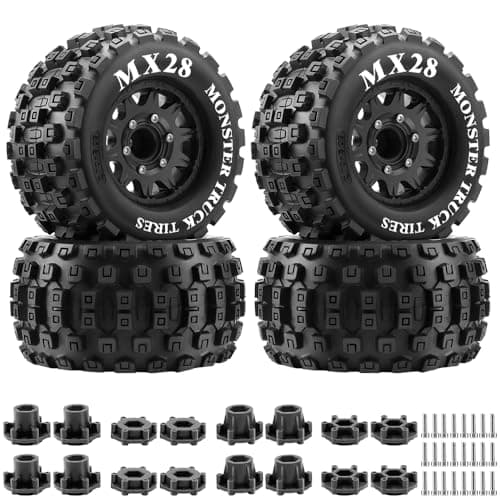 GLOBACT MX28 28 Tires 110 Scale RC Truck Tires and Wheels with 12mm 14mm Replaceable Hex for ARRMA Big Rock Granite VORTEKS 3S TRAXXAS Stampede Rustler 4PCS