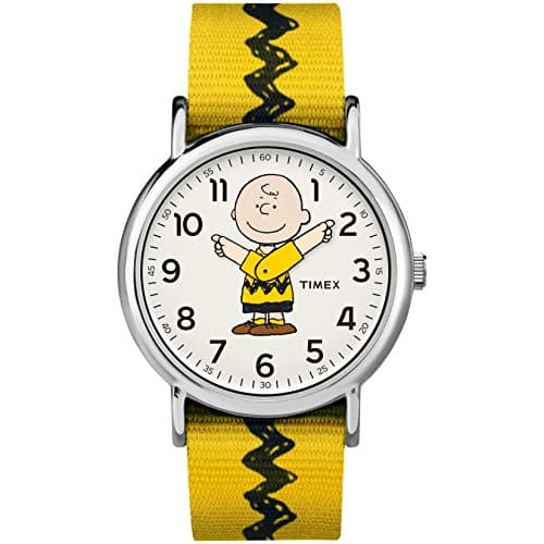 Timex Unisex TW2R41100 Weekender 38mm Peanuts Charlie Brown Nylon Slip-Thru Strap Watch