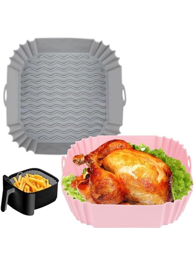 2-Pack Square Silicone Air Fryer Liners - 8 Inch Reusable Liners