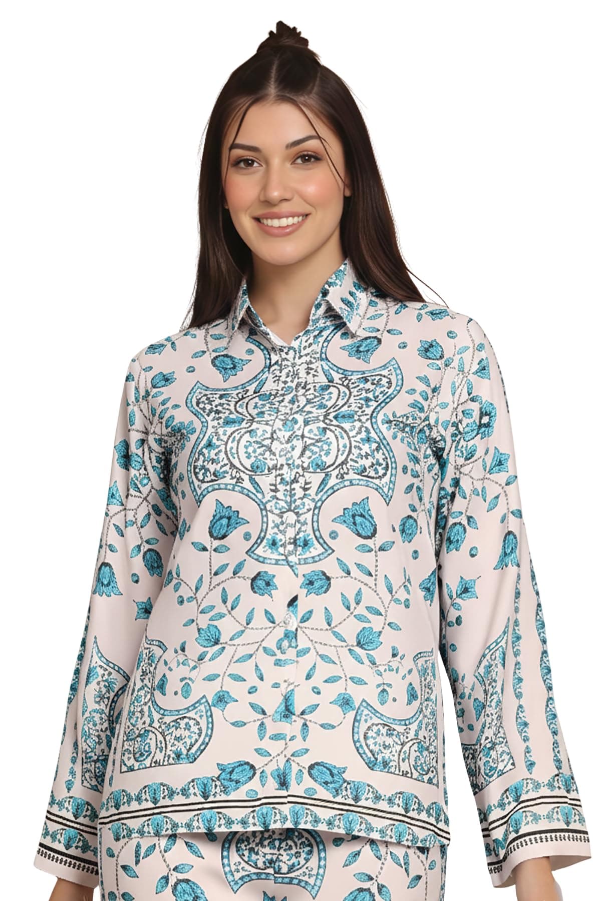 GRECIILOOKS Women’s Co-ord Set | Placement Printed Co ord Set for Women Stylish Western | Perfect Festive & Party Set for Women Western | Full Sleeve Pant Top