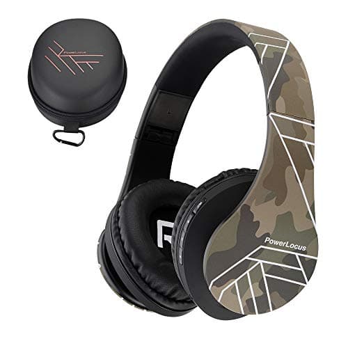 PowerLocus Bluetooth OverEar Headphones Wireless Stereo Foldable Headphones Wireless and Wired Headsets with Builtin Mic Micro SDTF FM for iPhoneSamsungiPadPC Camo