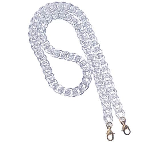 Aumey 40 Inches DIY Resin Bag Strap Plastic Ladies Bag Chain Shoulder Cross Body Bag Handbag Purse Replacement Chain Strap Set with Buckles Transparent