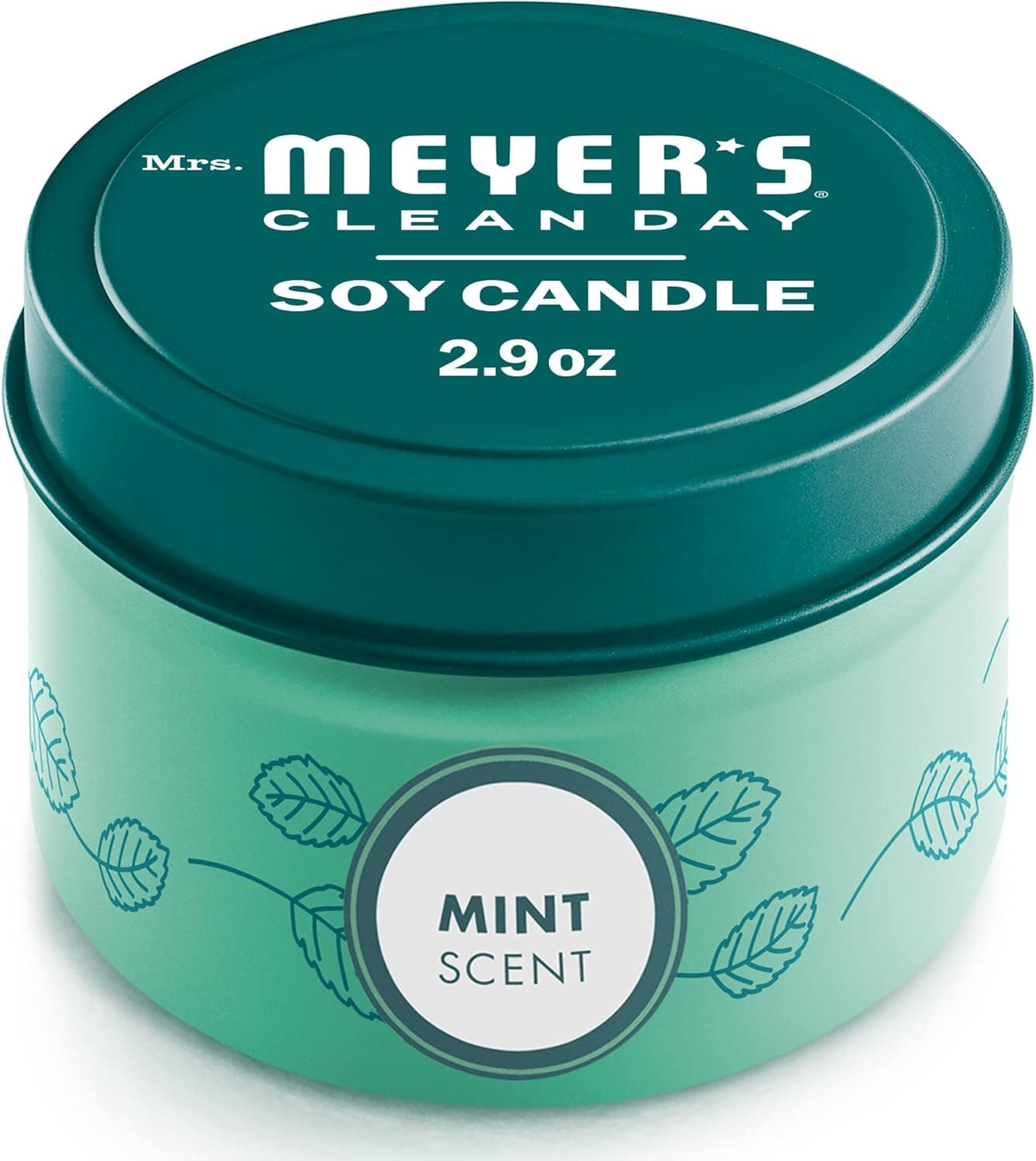 MRS. MEYER'S CLEAN DAY Soy Tin Candle, 12 Hour Burn Time, Made with Soy Wax and Essential Oils, Mint, 2.9 oz