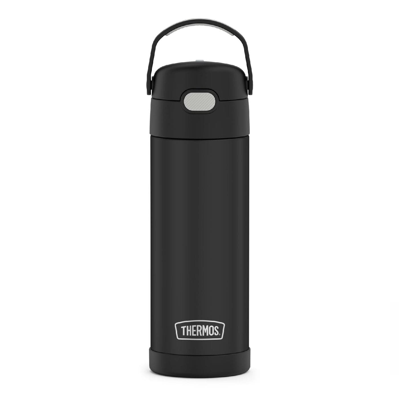 THERMOS FUNTAINER 16 Ounce Stainless Steel Vacuum Insulated Bottle with Wide Spout Lid, Black Matte