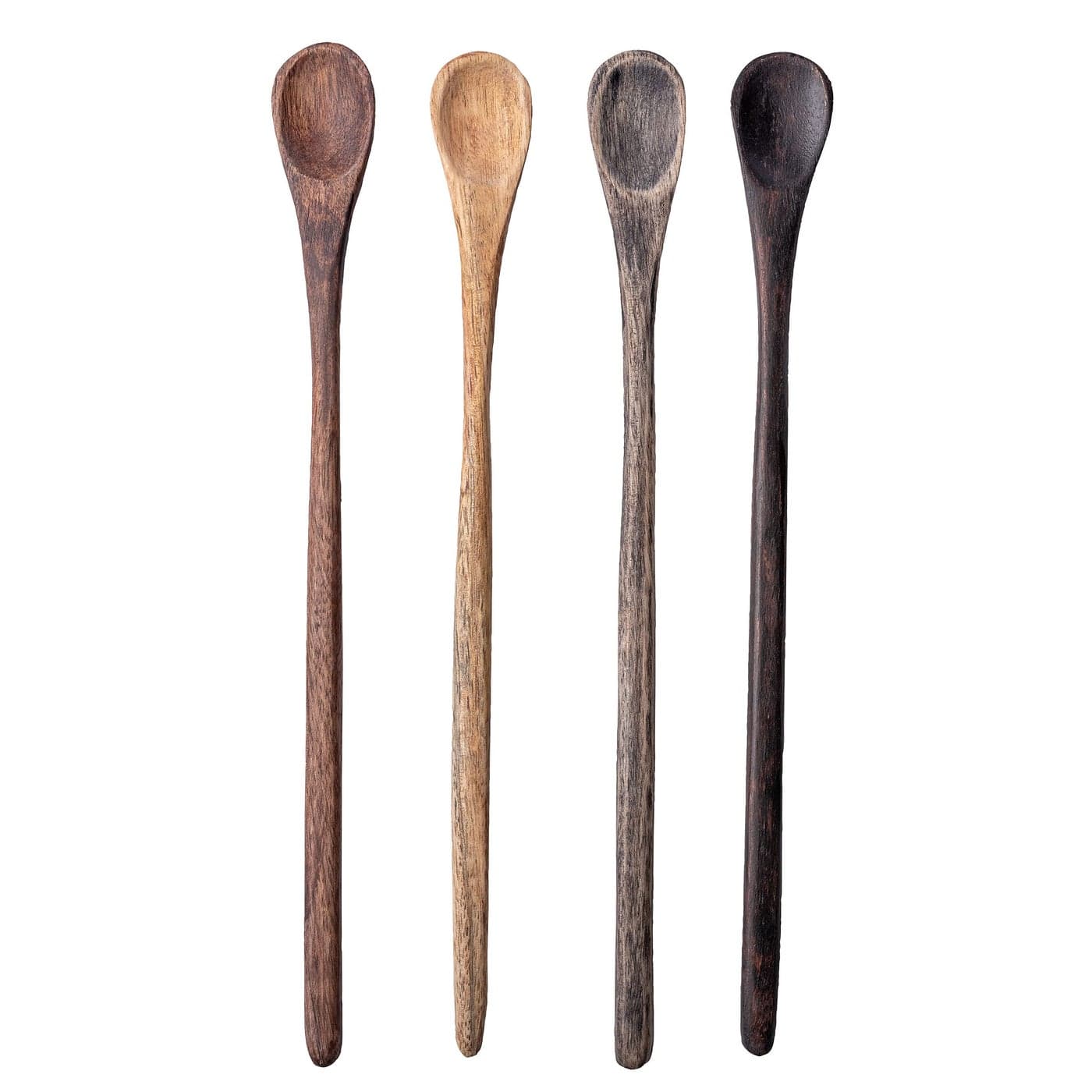 Karma Long Handle Tasting Spoons Set for Cooking Kitchen Utensils Wood Set of 4