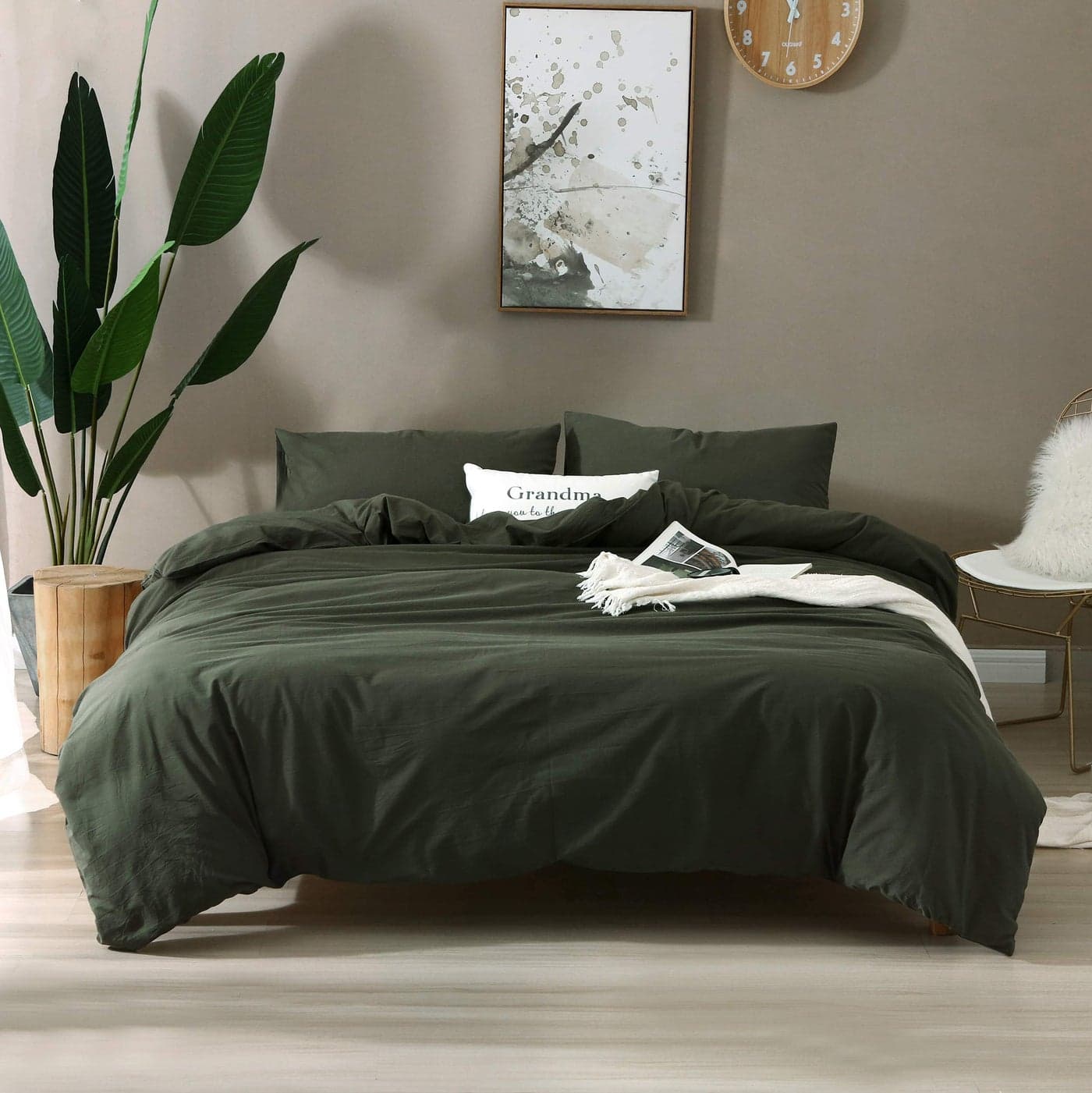 FYDreams 100 Washed Cotton Duvet Cover for Weighted Blanket 48x72 inches with 8 Ties Zipper on Long SideForrest GreenJust Duvet Cover