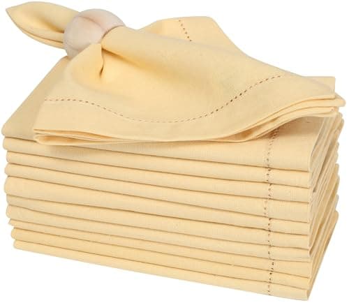 Bedding Craft Cotton Dinner Cloth Napkins Set of 12 – 18x18 Apricot Gelato Hemstitched – Machine Washable Fabric Napkins for Weddings, Baby Showers, Gifting & Parties