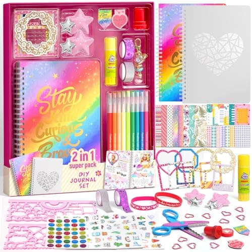 ADUSRIZ 2Pack DIY Journal Kit for Girls Journal Set with Stickers Birthday Gifts for Teen Girls Decorate Your PlannerOrganizer Journaling Arts Craft Kit Ideal Gifts for 812 13 14 Year Old Girl