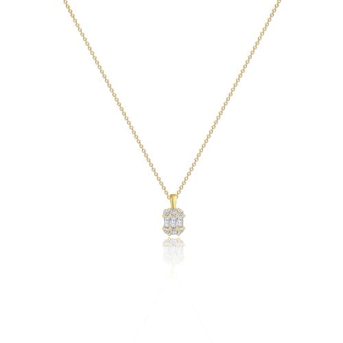 MIDEEO Baguette Necklace CZ Diamond Necklace for Women Dainty Solitaire Pendant Necklace Gold Plated Square Baguette Necklaces Bridesmaid Jewelry Gifts