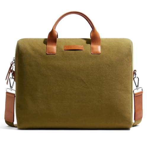 DailyObjects City Compact Fleet Canvas Large Size Laptop Messenger Bag (14L) For Unisex Sturdy Leather Handles, Side Shoulder Bag With Zip Closure, Compatible With Macbook/Laptops Upto 14", Green