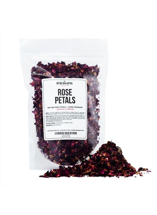 Dried Rose Petals | Edible, Biodegradable | Bulk Size | Make Rose Tea, Rose Water for Cooking | Use in Candle and Soap Making, Flower Bath | Flowers for Weddings | 4 oz by Better Shea Butter