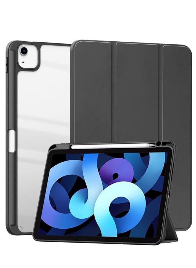 Case for iPad Air 6th 11 Inch M2 2024/ iPad Air 7th 11 Inch M3 2025/ iPad Air 5th 2022 10.9 Inch/iPad Air 4th 2020 10.9 Inch/iPad Pro 11 inch (2022/2021/2020/2018) with Pencil Holder Lens protector, Clear Transparent Back Shell Slim Stand Shockproof Tablet Cover, Auto Wake/Sleep