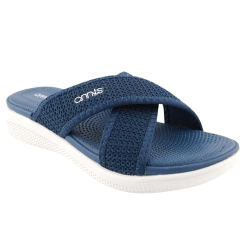 ANNTS Women Navy/White EVA Slipper Sandal | Comfortable| Stylish | Modern Design | Breathable | Slip Resistant | Skin Friendly Material UK6
