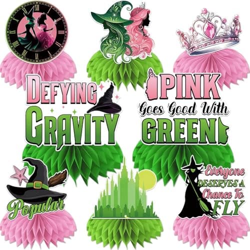 Witch Theme Party Decorations 8Pcs Pink and Green Party Honeycomb Centerpieces Witch Table Centerpieces Party Supplies Movie Birthday Party Decorations for Kids