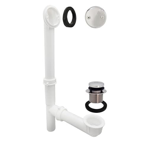 Westbrass Y593244CP White Tubular Tip-Toe Bath Waste and Overflow Assembly, Polished Chrome