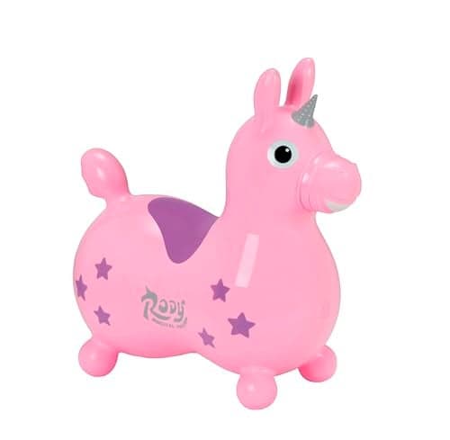 GYMNIC Hopon Unicorn Rody Magical Unicorn Inflatable Hopon Animal Pink 35 Years Includes Hand Pump